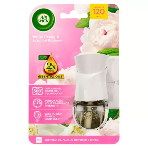 Air Wick elektromos illatosító készülék és utántöltő White Peony & Jasmine Blossom (19 ml)