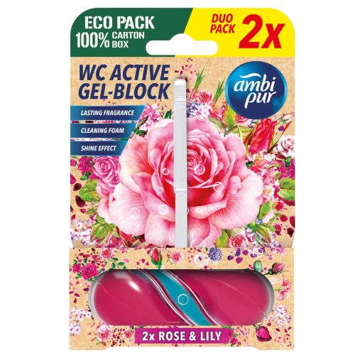 Ambi Pur Rose & Lily aktív WC illatosító 2x45g (5db/karton)