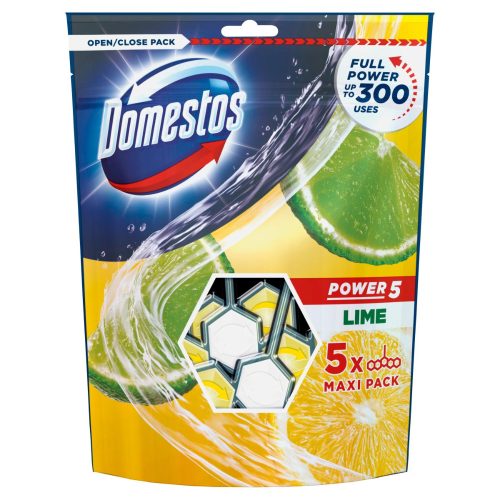 DOMESTOS Power5 WC frissítő blokk Lime 5 x 55g (7db/karton)