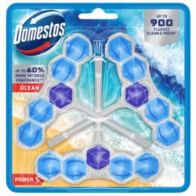 3 db Domestos Power5 WC-frissítő blokk Ocean (3 x 50 g)