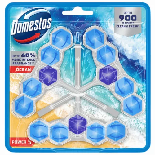 3 db Domestos Power5 WC-frissítő blokk Ocean (3 x 50 g)