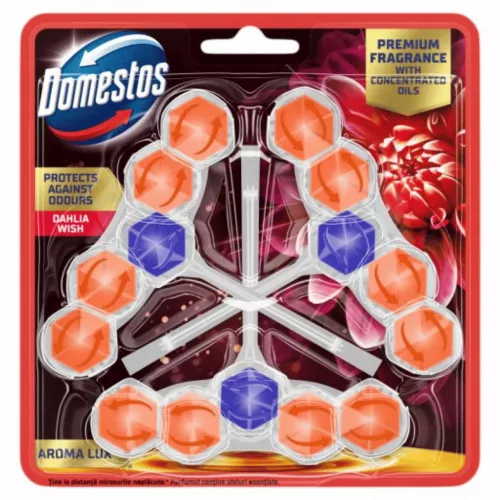3 db Domestos Aroma Lux WC-frissítő blokk Dahlia Wish (3 x 55 g)
