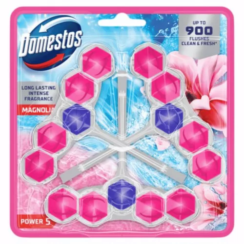 3 db Domestos Power 5 WC-frissítő blokk Pink Magnolia (3 x 50 g)