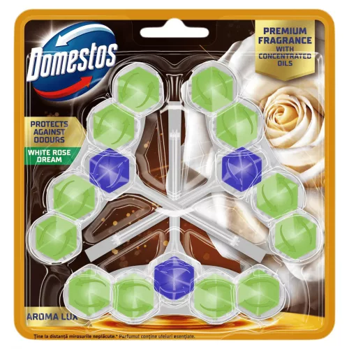 3 db Domestos Aroma Lux WC-frissítő blokk White Rose Dream (3 x 55 g)