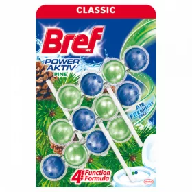 3 db Bref Power Aktiv WC tisztító golyó Pine (3 x 50 g)