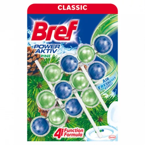 3 db Bref Power Aktiv WC tisztító golyó Pine (3 x 50 g)