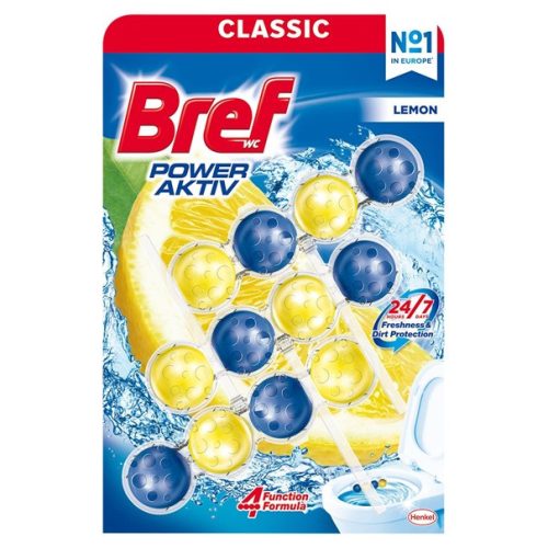 Bref wc tisztító golyós Mega Pack (3DB-OS, 9csg/karton) power aktiv 3X50g lemon