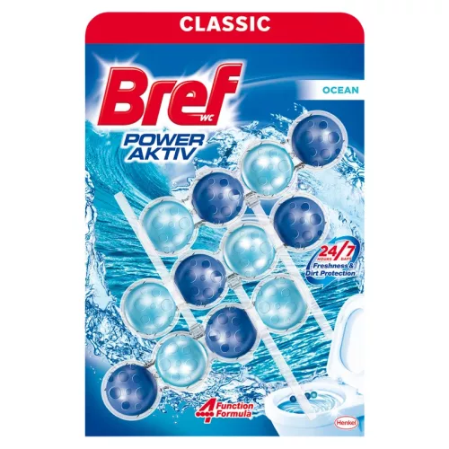 3 db Bref Power Aktiv WC frissítő Ocean (3 x 50 g)