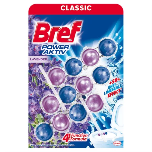 3 db Bref Power Aktiv WC tisztító golyó Lavender (3 x 50 g)