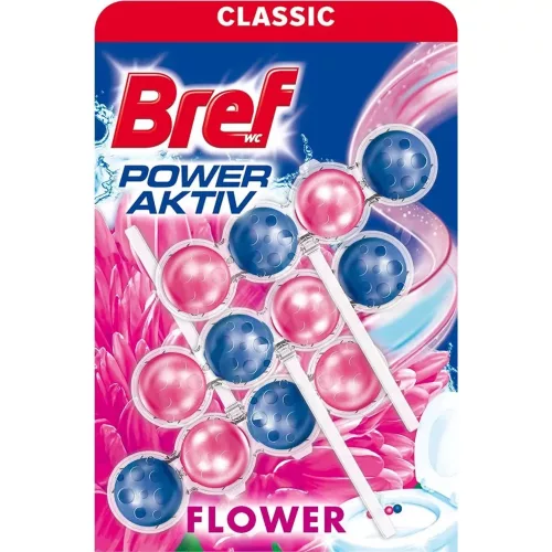 3 db Bref Power Aktiv WC tisztító golyó Flower (3 x 50 g)