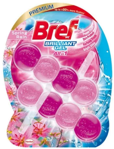 2 db Bref Brilliant Gel WC illatosító Spring Rain (2 x 42 g)