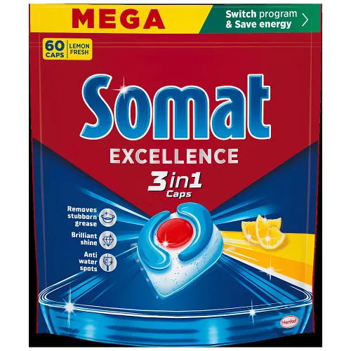 Somat Excellence mosogatógép kapszula 3in1 60db/csg Lemon