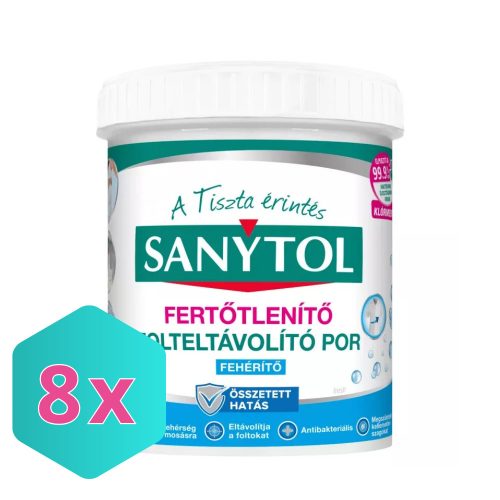 Sanytol folteltávolító, fertőtlenítős FEHÉRÍTŐ por 450g KARTON - 8 db