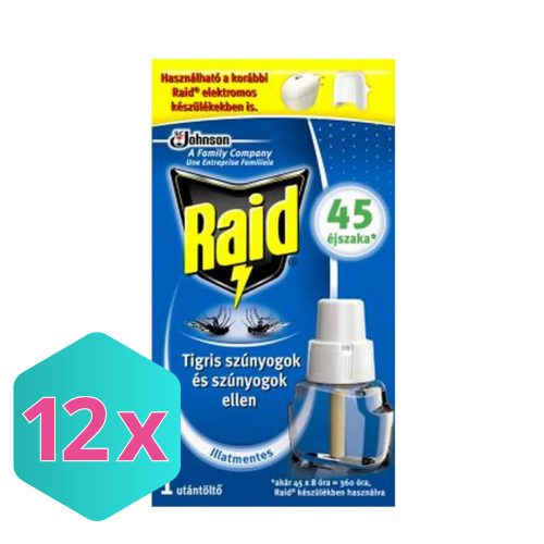 Raid Elektromos 45 éjszakás szúnyogirtó illatmentes UTÁNTÖLTŐ folyadék 27 ml KARTON - 12 db
