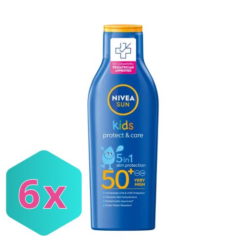 Nivea Kids Protect&Care hidratáló gyermek naptej FF50+ 200ml KARTON - 6 db