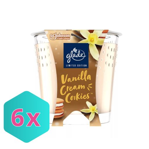 Glade illatgyertya - Vanilla Cream & Cookies 112g KARTON - 6 db
