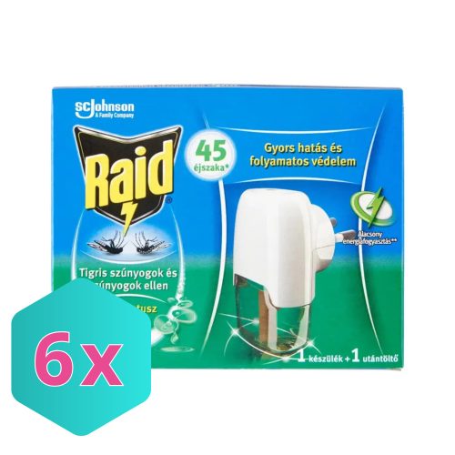 Raid Elektromos 45 éjszakás szúnyogirtó eukaliptusz illattal Készülék+UTÁNTÖLTŐ folyadék 27 ml KARTON - 6 db
