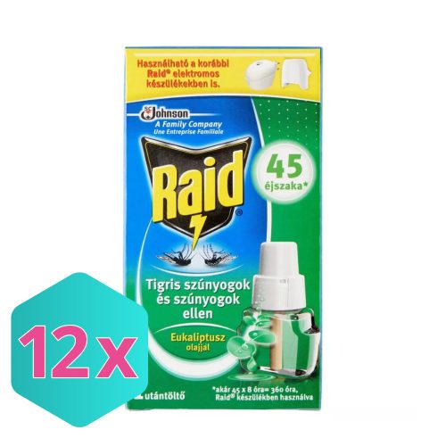Raid Elektromos 45 éjszakás szúnyogirtó eukaliptusz illattal UTÁNTÖLTŐ folyadék 27 ml KARTON - 12 db