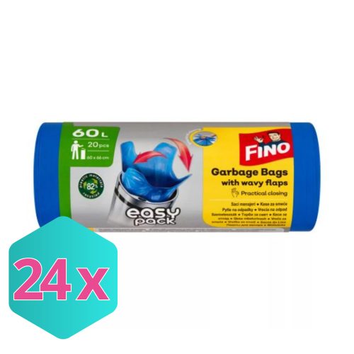 Fino szemeteszsák gyorskötöző füles, "Easy Pack" 60 l, 20db/tekercs KARTON - 24 db