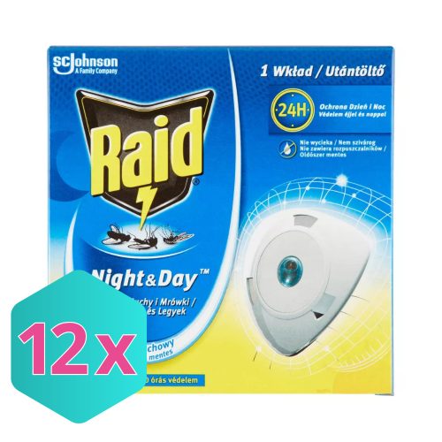 Raid Night & Day szúnyog- és légyirtó párologtató utántöltő KARTON - 12 db