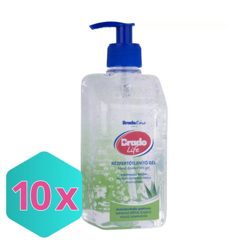 Bradolife kézfertőtlenítő gél 500ml ALOE VERA KARTON -10 db