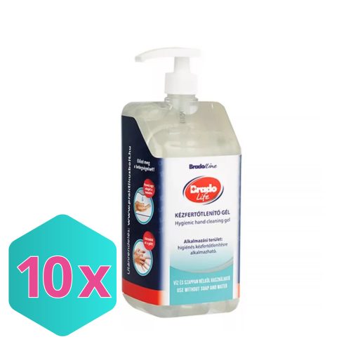 Bradolife kézfertőtlenítő gél pumpás 1,5L KARTON -10 db