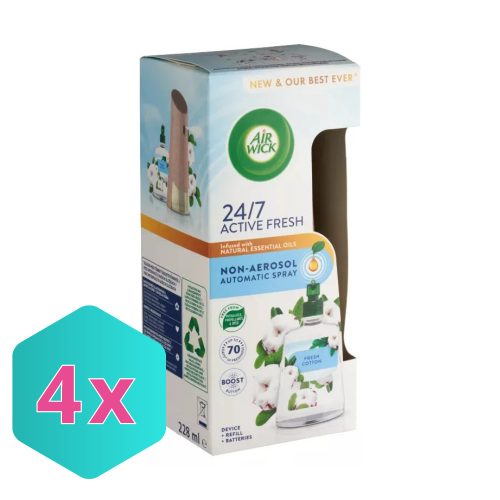 Air Wick ACTIVE FRESH készülék+utántöltő 228 ml Fresh Cotton KARTON - 4 db