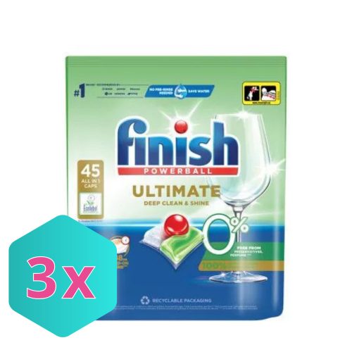 Finish Ultimate ALL in One 0% mosogatógép tabletta, 45 db KARTON - 3 db