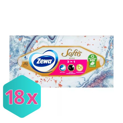Zewa dobozos papírzsebkendő 4r., 80db/doboz, 18doboz/karton KARTON - 18 db