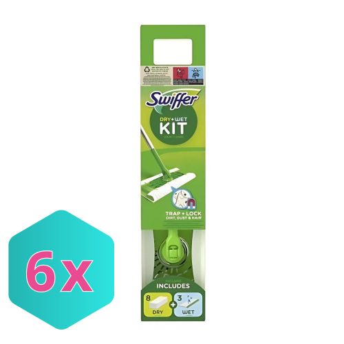 Swiffer Padlótörlő Szett Dry & Wet (Nyél+Talp+3 Nedves és 8 Száraz Mop) KARTON - 6 db
