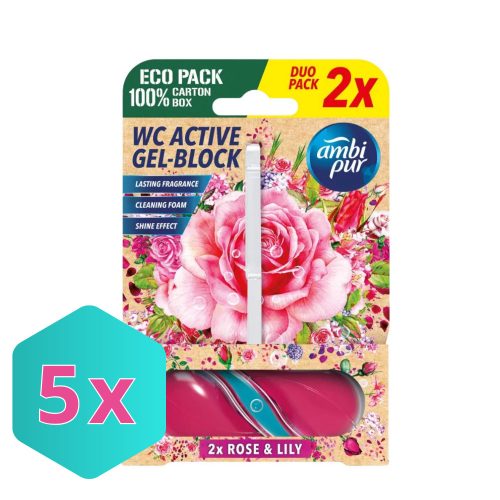 Ambi Pur Rose & Lily aktív WC illatosító 2x45g KARTON - 5 db
