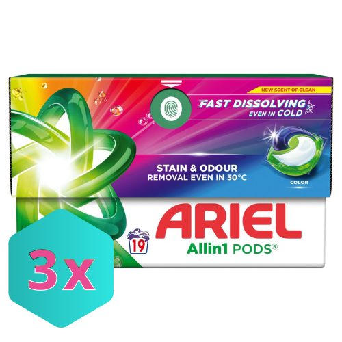 Ariel All in 1 mosókapszula 19 db-os Color KARTON - 3 db