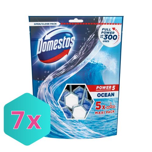 DOMESTOS Power5 WC frissítő blokk Ocean 5 x 55g KARTON - 7 db