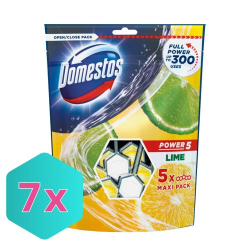 DOMESTOS Power5 WC frissítő blokk Lime 5 x 55g KARTON - 7 db