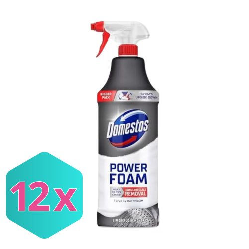 Domestos Power Foam WC és fürdőszoba tisztító hab Vízkőoldó 435 ml KARTON - 12 db