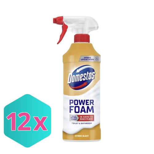 Domestos Power Foam WC és fürdőszoba tisztító hab Citrus Blast 435 ml KARTON - 12 db