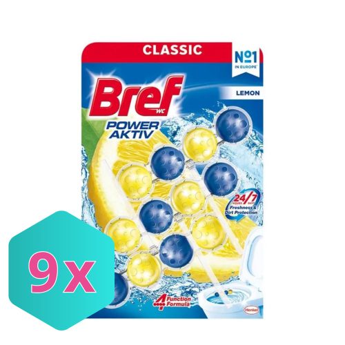 Bref wc tisztító golyós Mega Pack (3DB-OS) power aktiv 3X50g lemon KARTON -9 cs