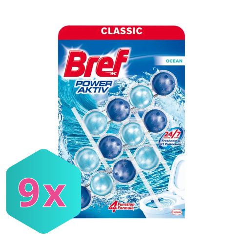 Bref Power Aktív WC tisztító, golyós Mega Pack, 3DB-os  3X50g OCEAN KARTON - 9 db