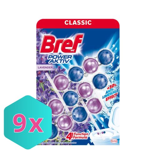 Bref wc tisztító golyós Mega Pack (3DB-OS) power aktiv 3X50g lavender KARTON -9 cs