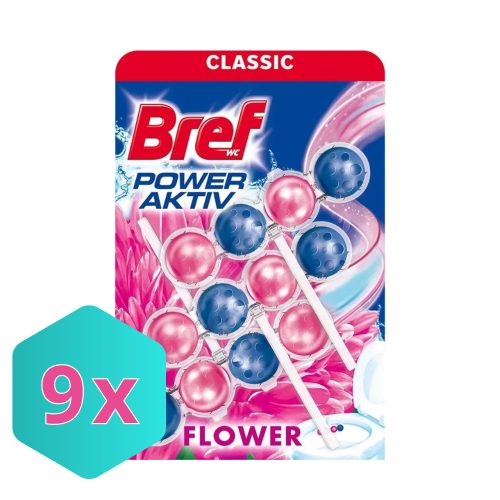 Bref wc tisztító golyós Mega Pack (3DB-OS) power aktiv 3X50g Flower KARTON -9 cs