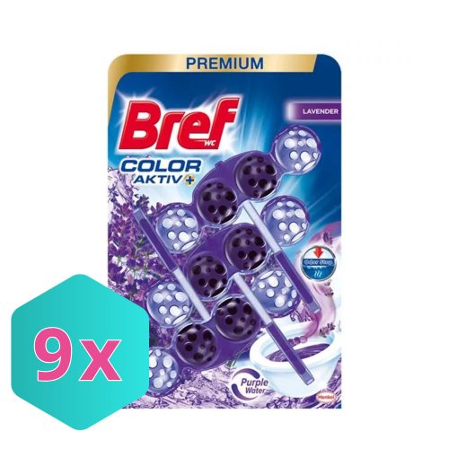 Bref Color Aktív WC tisztító, golyós Mega Pack, 3DB-os  3X50g LEVENDULA KARTON - 9 db