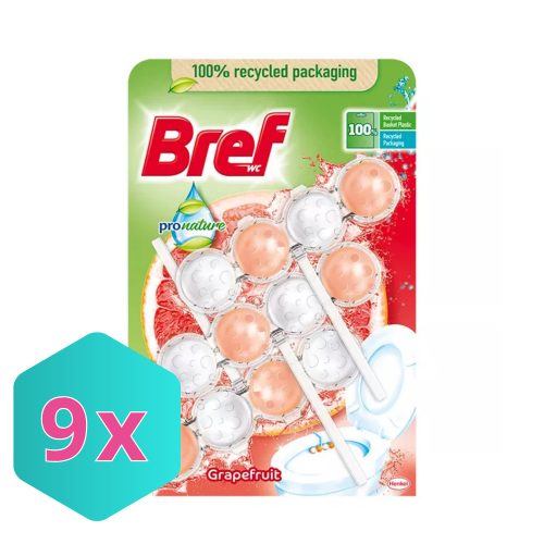 Bref Pro Nature WC tisztító, golyós Mega Pack, 3DB-os  3X50g GRAPEFRUIT KARTON - 9 db
